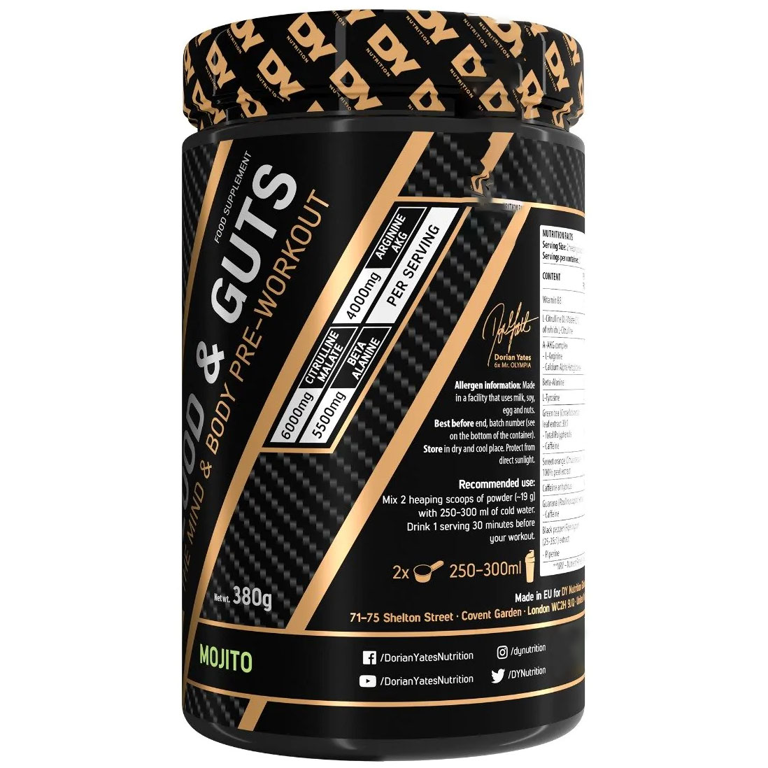 Dy Nutrition Blood&Guts The Mind&Body Preworkout20Serv.380G.Mango